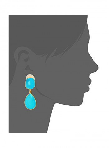 Turquoise And Enamel Studded Drop Clip Earring