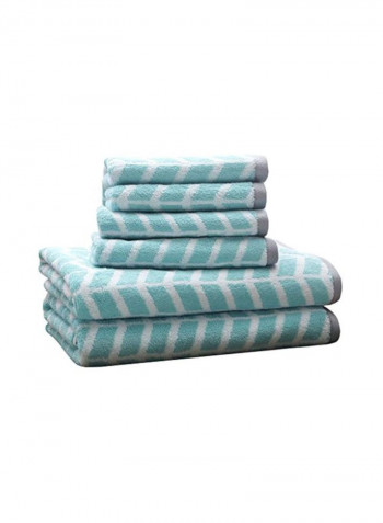 6-Piece Printed Towel Set Teal/White/Grey