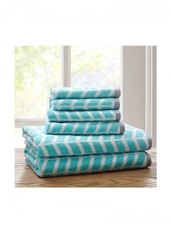 6-Piece Printed Towel Set Teal/White/Grey