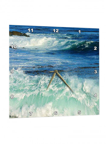 Pacific Ocean Waves Printed Wall Clock Multicolour 13 x 14inch