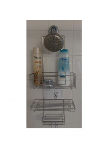 Shower Caddy Storage Organizer With Super Suction Cup Silver 23 x 4.5 x 10inch
