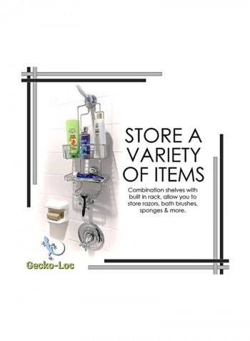 Shower Caddy Storage Organizer With Super Suction Cup Silver 23 x 4.5 x 10inch
