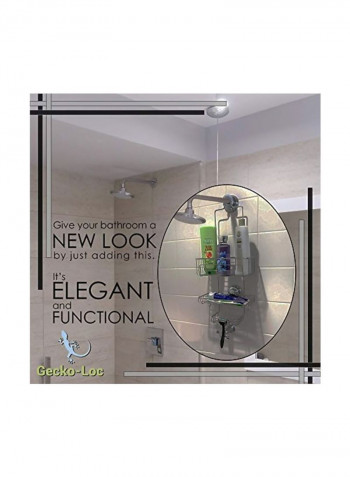 Shower Caddy Storage Organizer With Super Suction Cup Silver 23 x 4.5 x 10inch