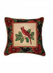 Decorative Tapestry Throw Pillow Red/Black/Beige 18x18inch