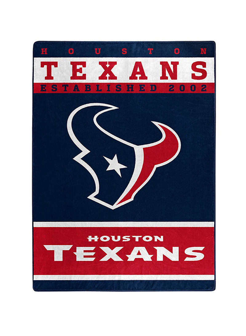 NFL Houston Texans 12th Man Plush Raschel Throw Blanket Polyester Blue/Red 60 x 80inch