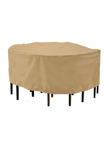 Terrazzo Round Patio Table And Chair Set Cover Brown 69 x 23inch