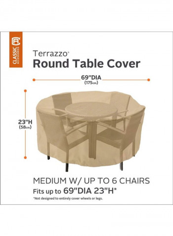 Terrazzo Round Patio Table And Chair Set Cover Brown 69 x 23inch