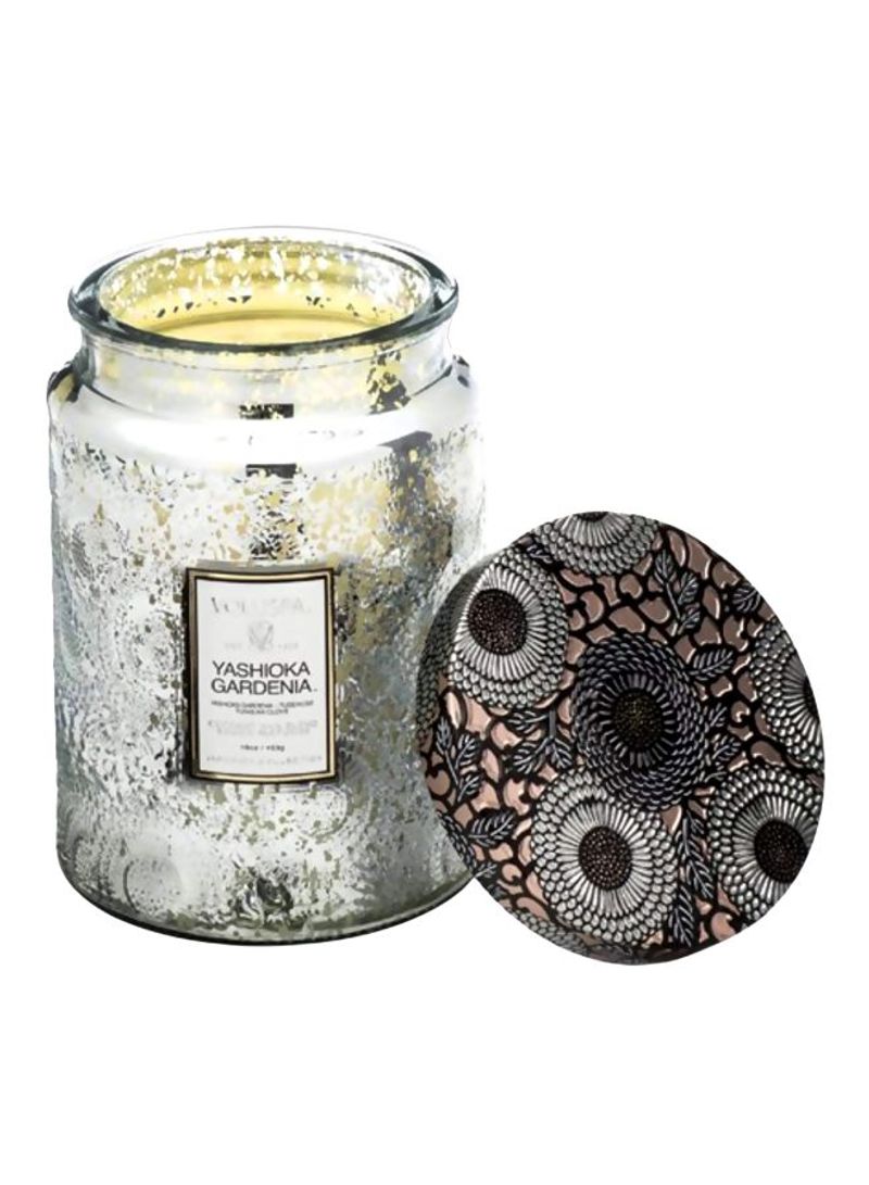 Yashioka Gardenia Jar Candle Silver 7x7x7inch