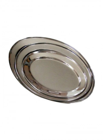 3-Piece Oval Shape Serving Plate Set Silver
