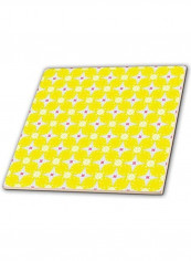 Kaleidoscope Pattern Printed Decorative Tile Yellow/White