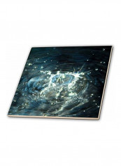 Water Droplet Sparkle Printed Ceramic Tile Black/White