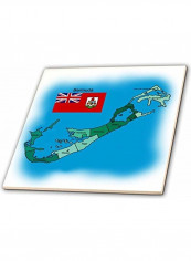 Map Of The British Overseas Island Territory Tile Multicolour 12x12x0.25inch