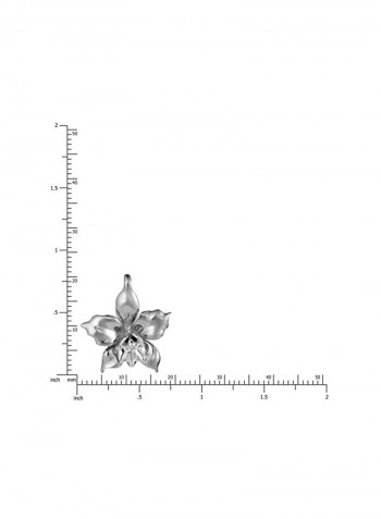 Rhodium Plated 925 Sterling Silver Orchid Pendant Necklace