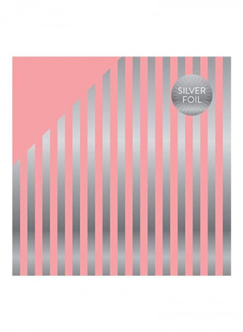 Double-Sided Foiled Stripe Cardstock Pink/Silver