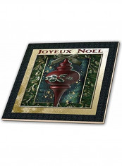 Merry Christmas In French Printed Decorative Tile Multicolour