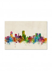 Wellington Zealand Skyline Canvas Wall Art Multicolour 12 x 19inch