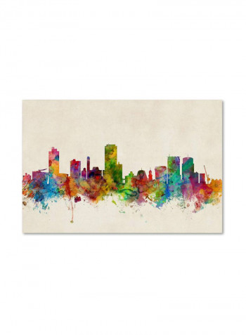 Wellington Zealand Skyline Canvas Wall Art Multicolour 12 x 19inch
