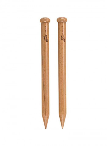 2-Piece Wood Knitting Needle Beige 1.2x3.2x16.5inch