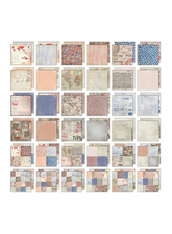 36-Piece Double-Sided Cardstock Set Blue/Beige/Grey