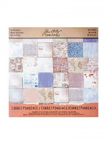 36-Piece Double-Sided Cardstock Set Blue/Beige/Grey