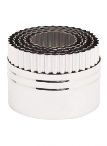 5-Piece Double Sided Round Cutter Set Silver 3x3x2inch