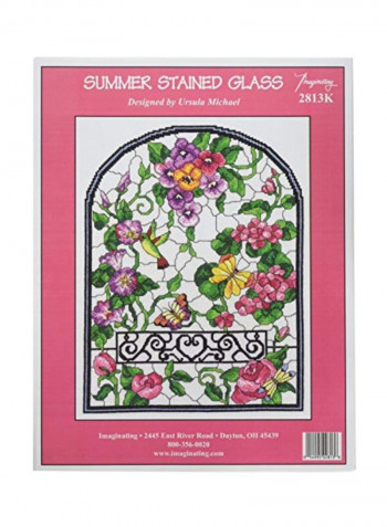 Summer Stained Glass Cross Stitch Kit Pink/Blue/White