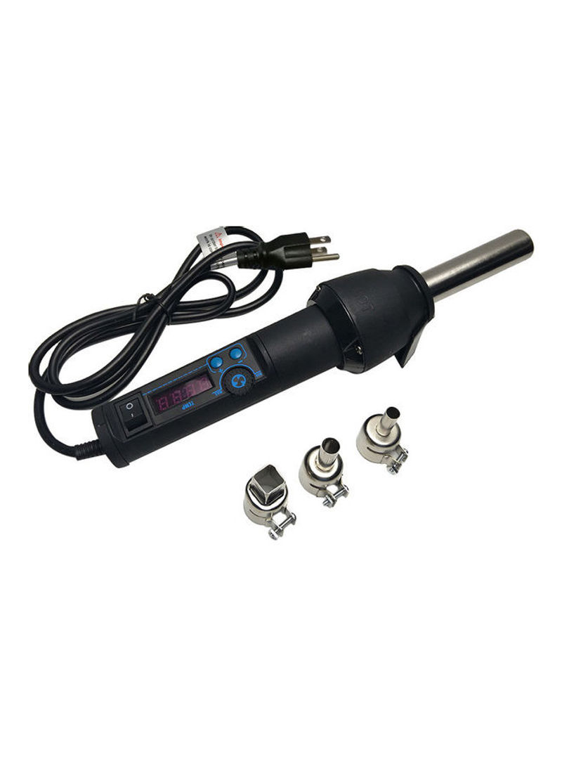 Portable Hot Air Gun with 3 Nozzles Ceramic Heating Core LED Digital Display Air Flow Temperature Adjustable US Plug 110V 650W