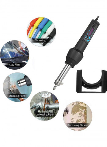 Portable Hot Air Gun with 3 Nozzles Ceramic Heating Core LED Digital Display Air Flow Temperature Adjustable US Plug 110V 650W