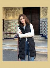 Sleeveless Simier Cotton Vest For Women Black