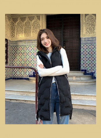 Sleeveless Simier Cotton Vest For Women Black