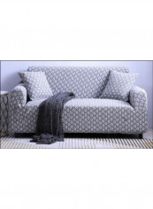 Flower Pattern Sofa Slipcover Grey/White 140 x 185centimeter