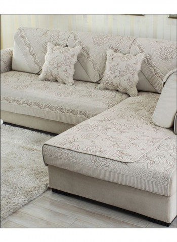 Anti-Slip Floral Pattern Sofa Slipcover Grey