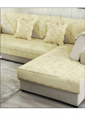 Anti-Slip Floral Printed Sofa Slipcover Yellow 90 x 210centimeter