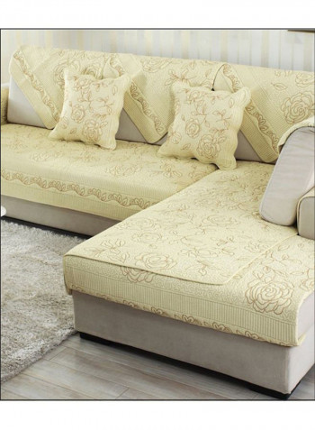 Anti-Slip Floral Printed Sofa Slipcover Yellow 90 x 210centimeter
