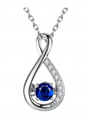 925 Sterling Silver Infinity Pendant Necklace With Sapphire