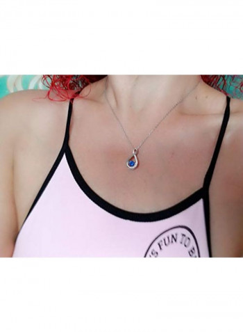 925 Sterling Silver Infinity Pendant Necklace With Sapphire