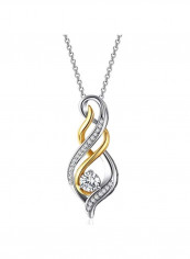 925 Sterling Silver Two-Tone Diamond Accent Twist Mom Flame Pendant Necklace