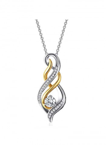 925 Sterling Silver Two-Tone Diamond Accent Twist Mom Flame Pendant Necklace