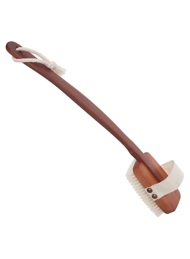 Bath Brush With Handle Brown/White 17inch