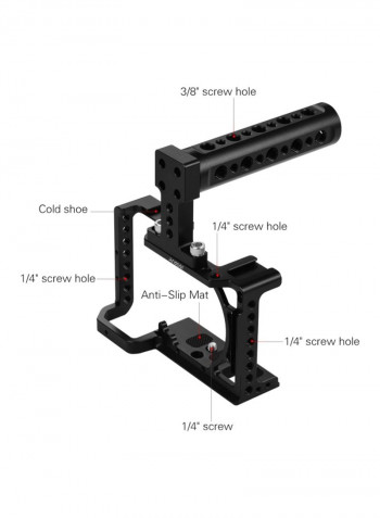 Camera Case Bracket with Extension Thread Hole Cold Shoe Mount 13.6x5.6x8.5cm Black
