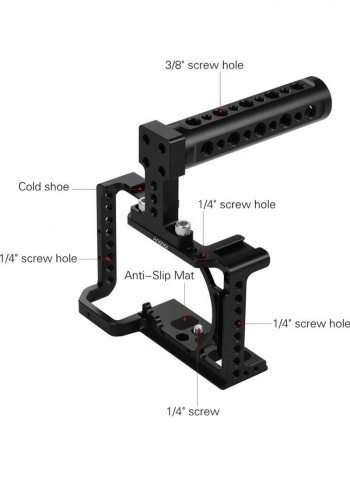 Handle Grip Camera Cage With Extension Thread Holes Black