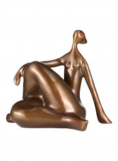 Plump Woman Yoga Hunker Sculpture Brown 24 x 22 x 22centimeter
