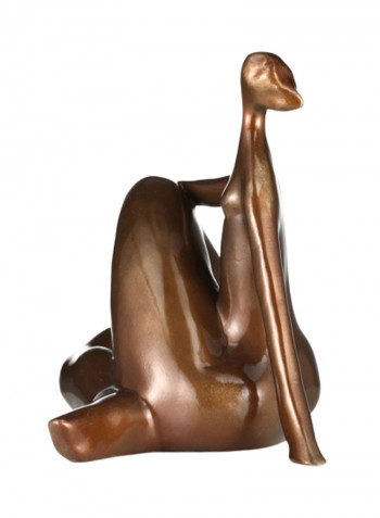 Plump Woman Yoga Hunker Sculpture Brown 24 x 22 x 22centimeter