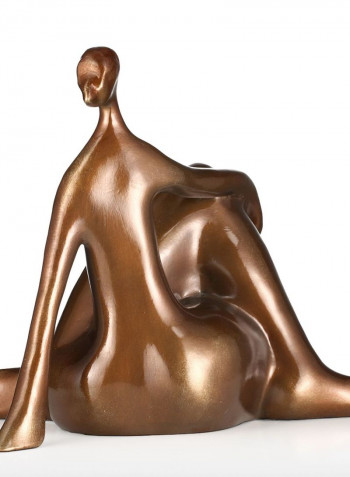 Plump Woman Yoga Hunker Sculpture Brown 24 x 22 x 22centimeter