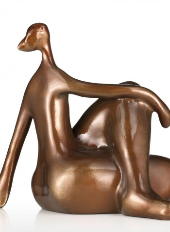 Plump Woman Yoga Hunker Sculpture Brown 24 x 22 x 22centimeter