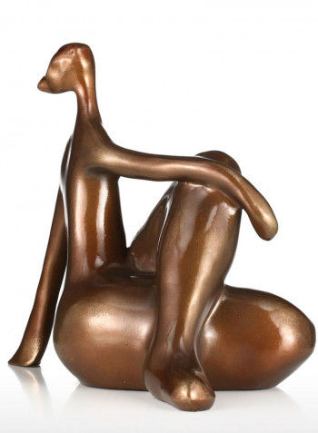 Plump Woman Yoga Hunker Sculpture Brown 24 x 22 x 22centimeter