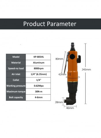 Pneumatic Angle Air Die Grinder Orange 25 × 7.5 × 7.5centimeter