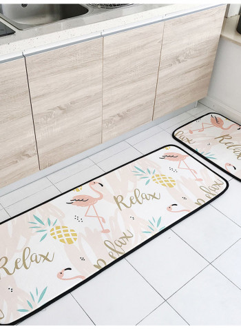 Flamingo And Pineapple Pattern Antiskid Floor Mat Multicolour 50(W)x150(L)centimeter