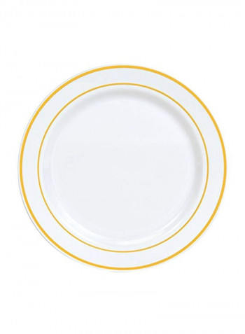 50-Piece Disposable Dinner Plate Set White/Gold 10.25inch