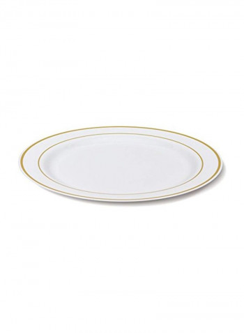 50-Piece Disposable Dinner Plate Set White/Gold 10.25inch